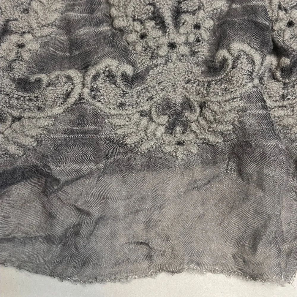 DONCASTER GRAY SOFT EMBROIDERED LARGE SCARF